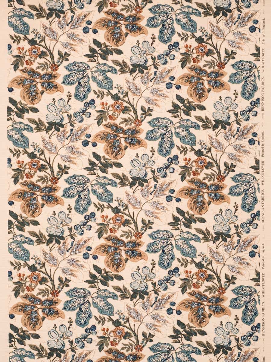 Wheat Flower Strong Green Blue Brown On Beige