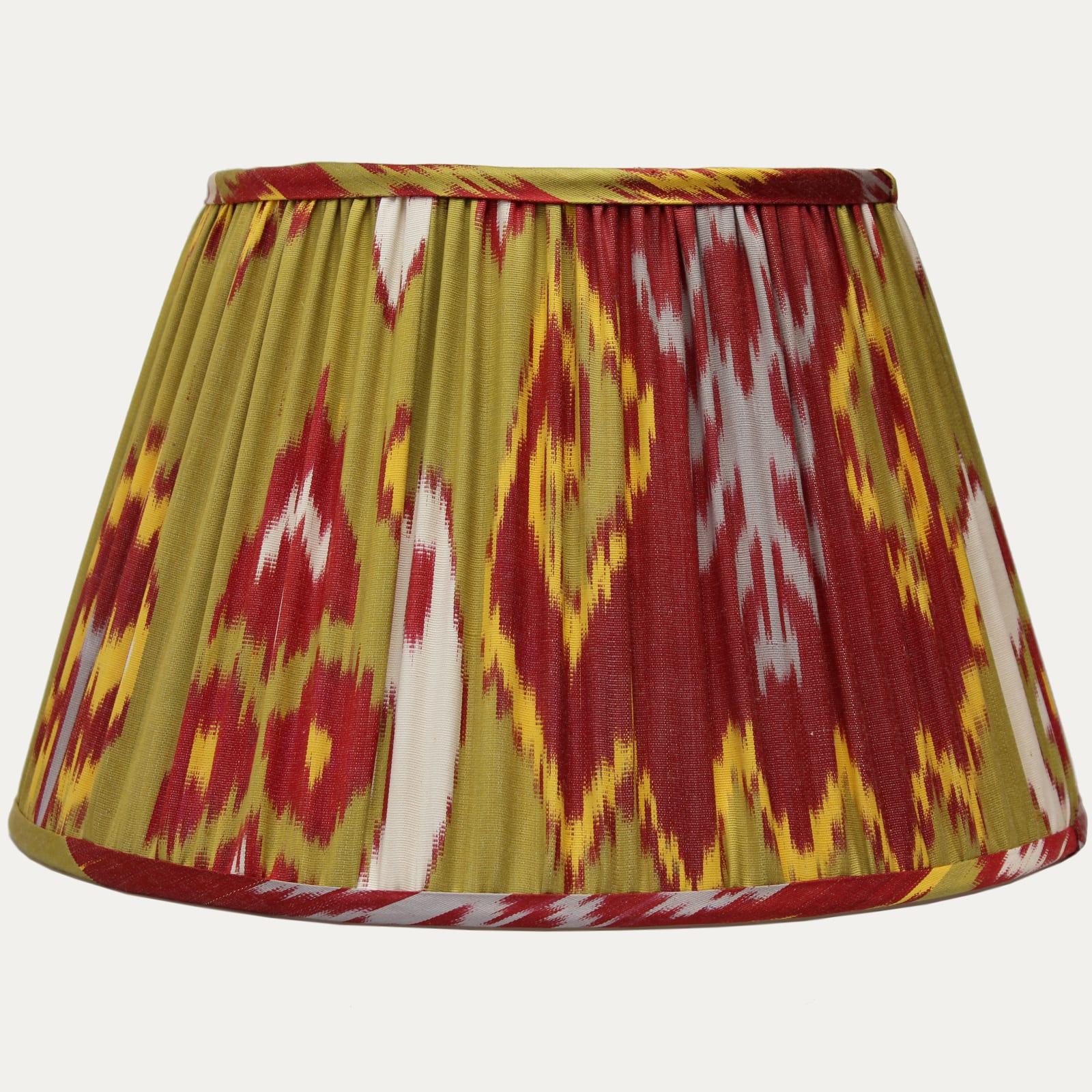 Green & Burgundy Red Silk Ikat Lampshade