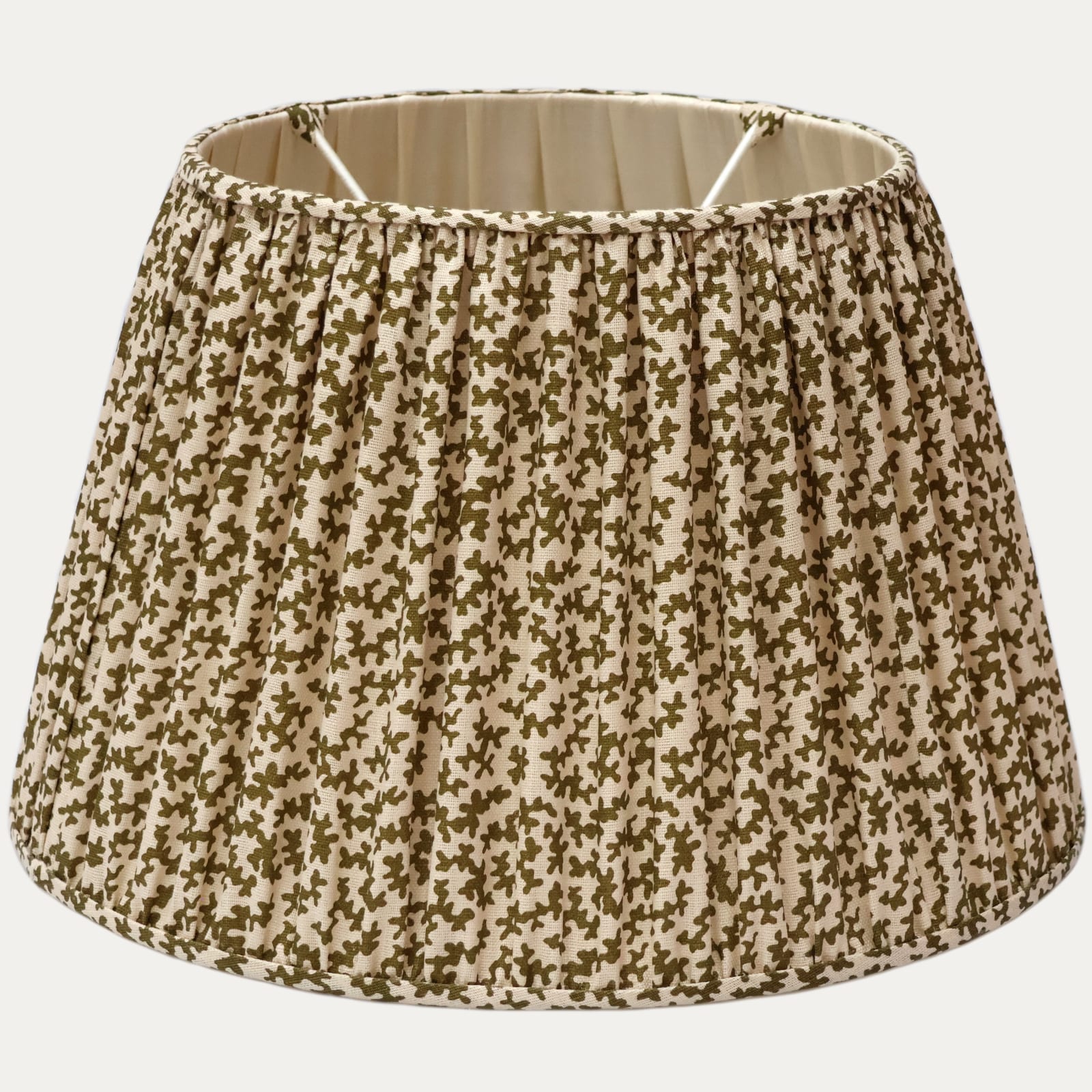 Sibyl Colefax Seaweed Khaki Handsewn Gathered Empire Shade Self Trimmed