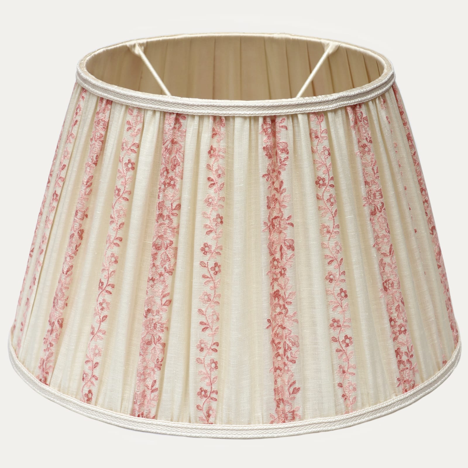 Fleurons d'Helene Cathrin Ivory Embroidered Fabric Handsewn Lampshade