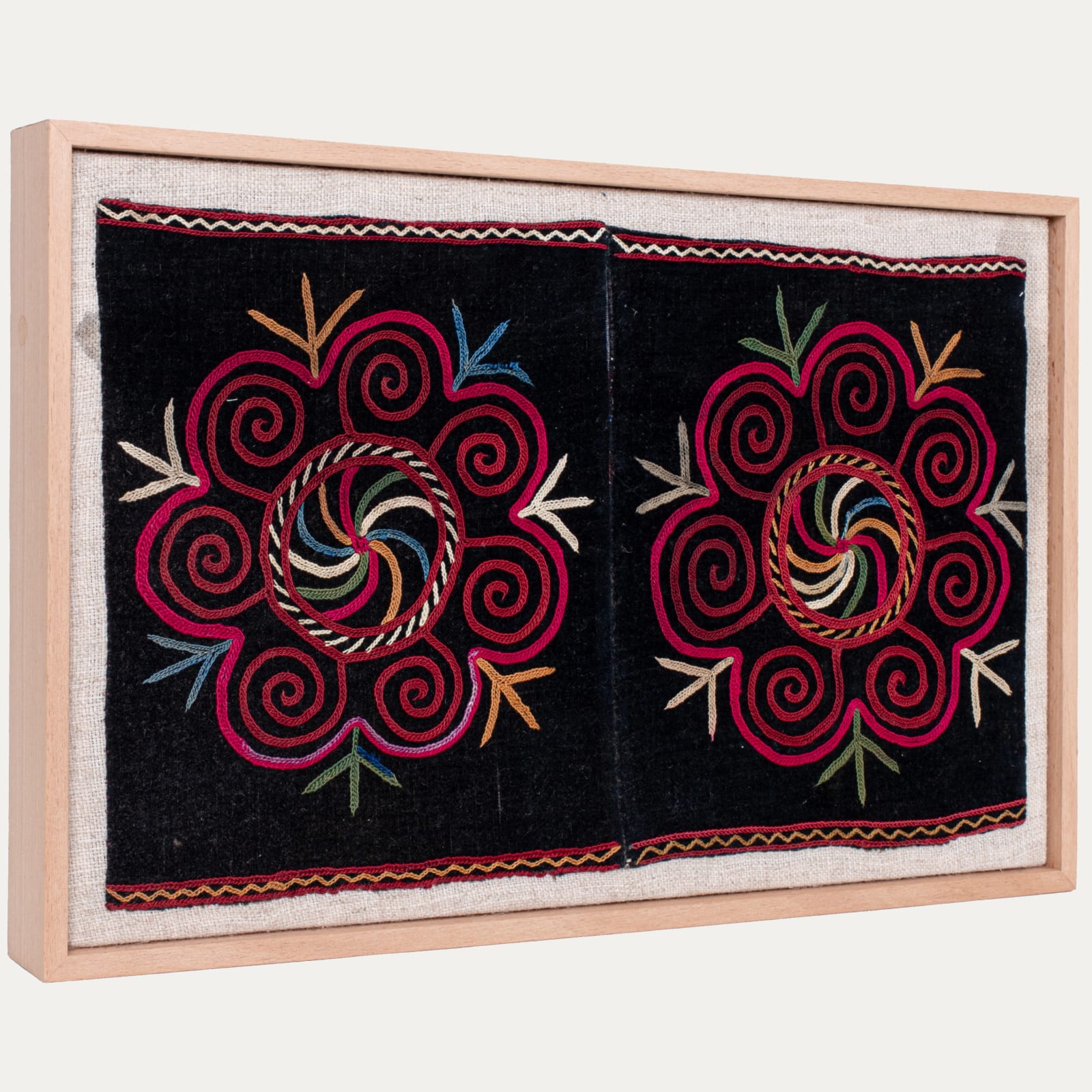 Framed Kazak Embroidery Fragment Early 20thC