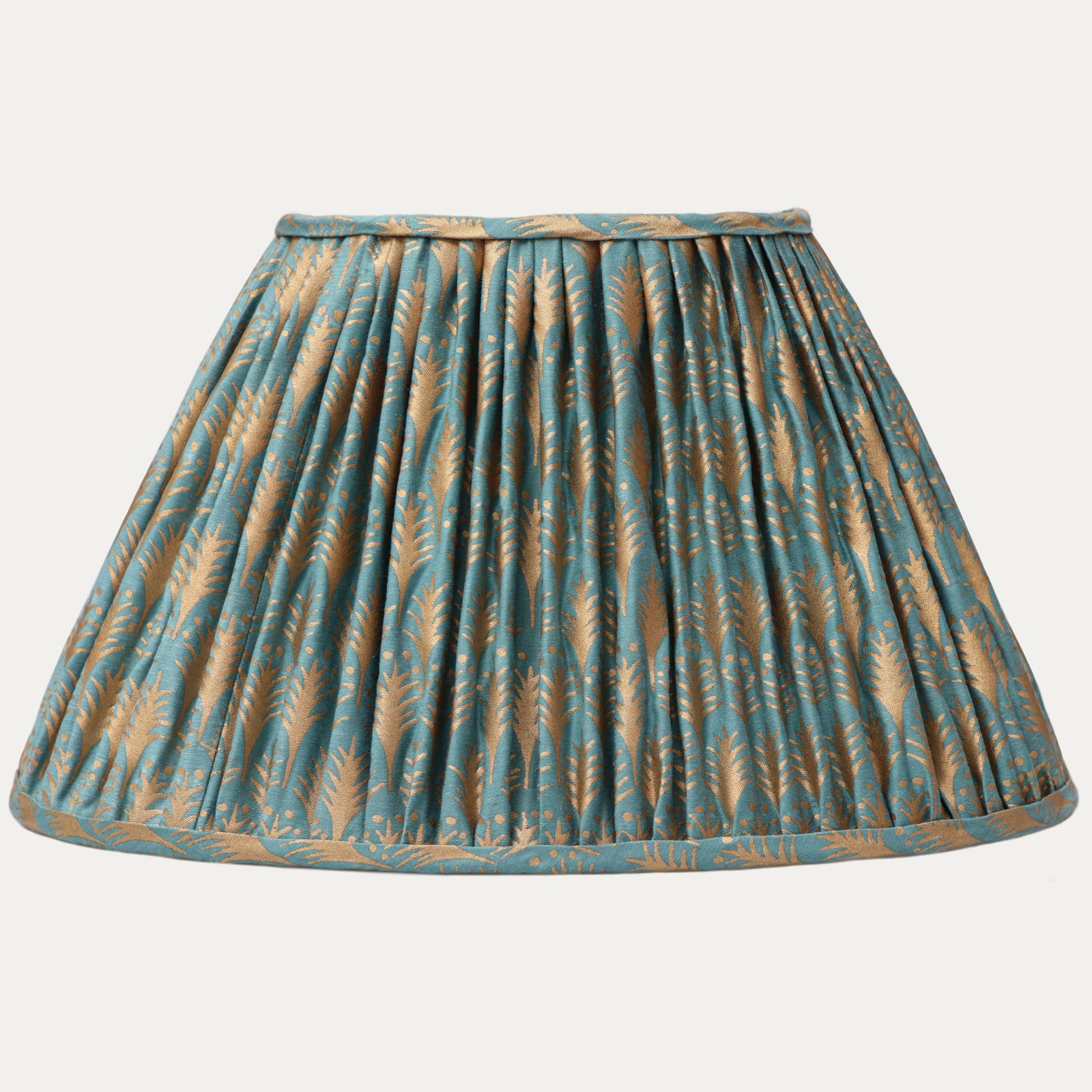 Fortuny Piumette Blue and Gold Handsewn Oval Lampshade