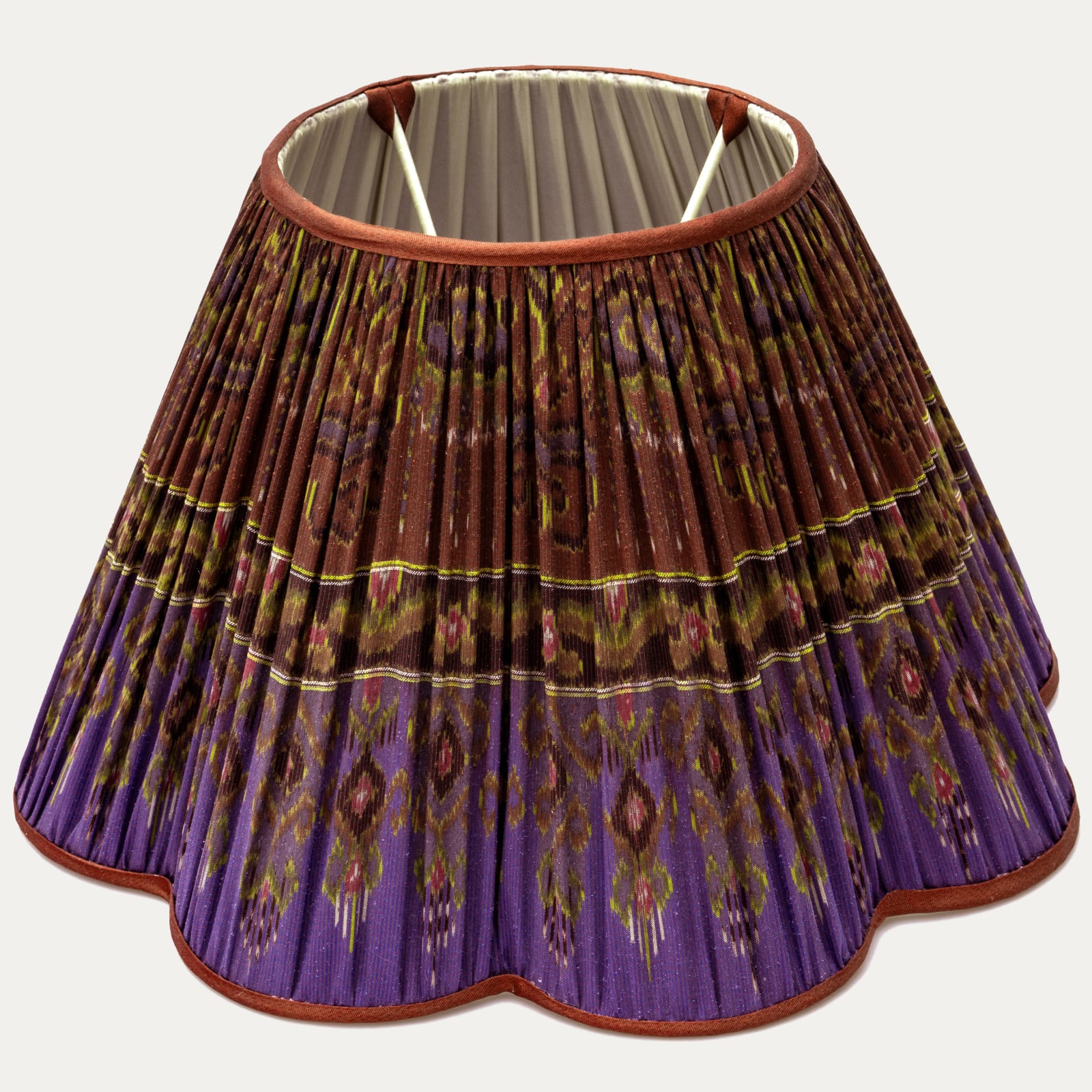 Floren, 16in/41cm Beautiful Thai Silk Scallop Lampshade with Silk Trimming