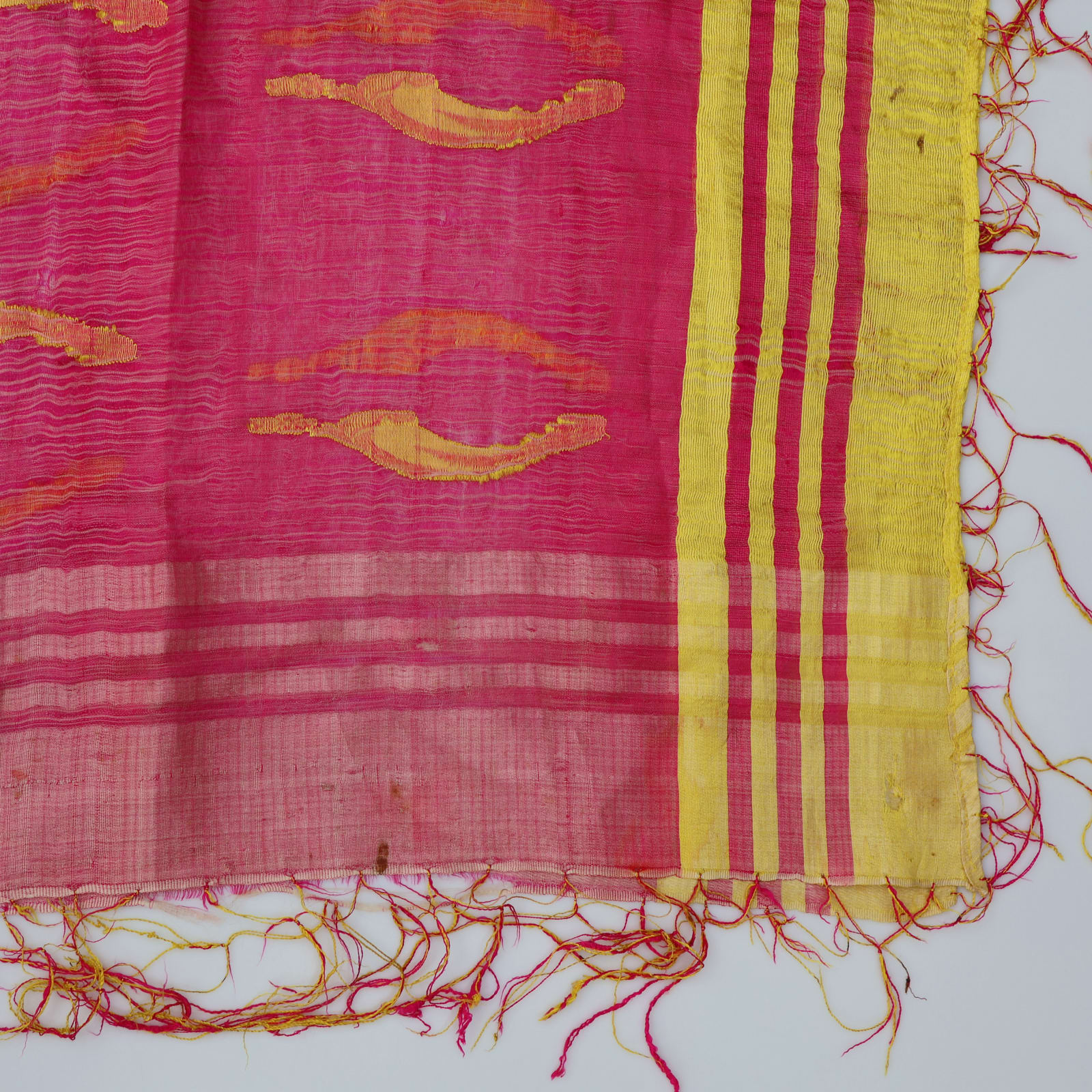 Striking Pink and Yellow Silk Shawl
