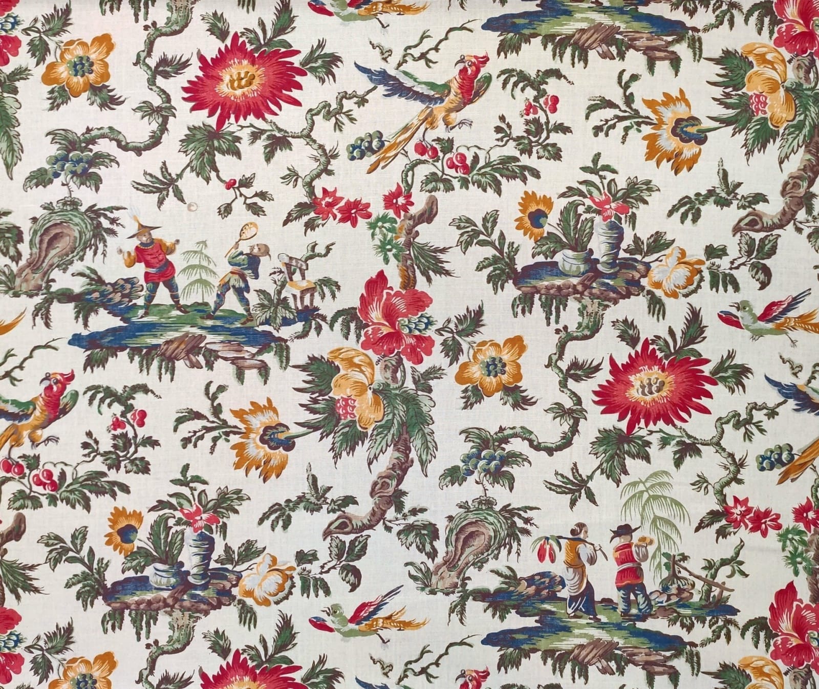Toile Chinoise Crème Multicolore