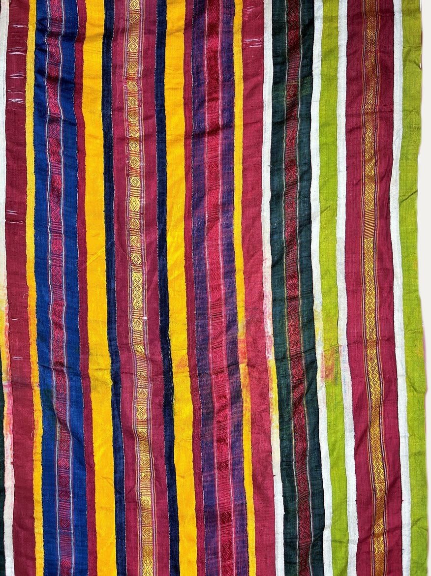 Ceremonial shawl or hanging in sewn silk strips from Djerba, Tunisia