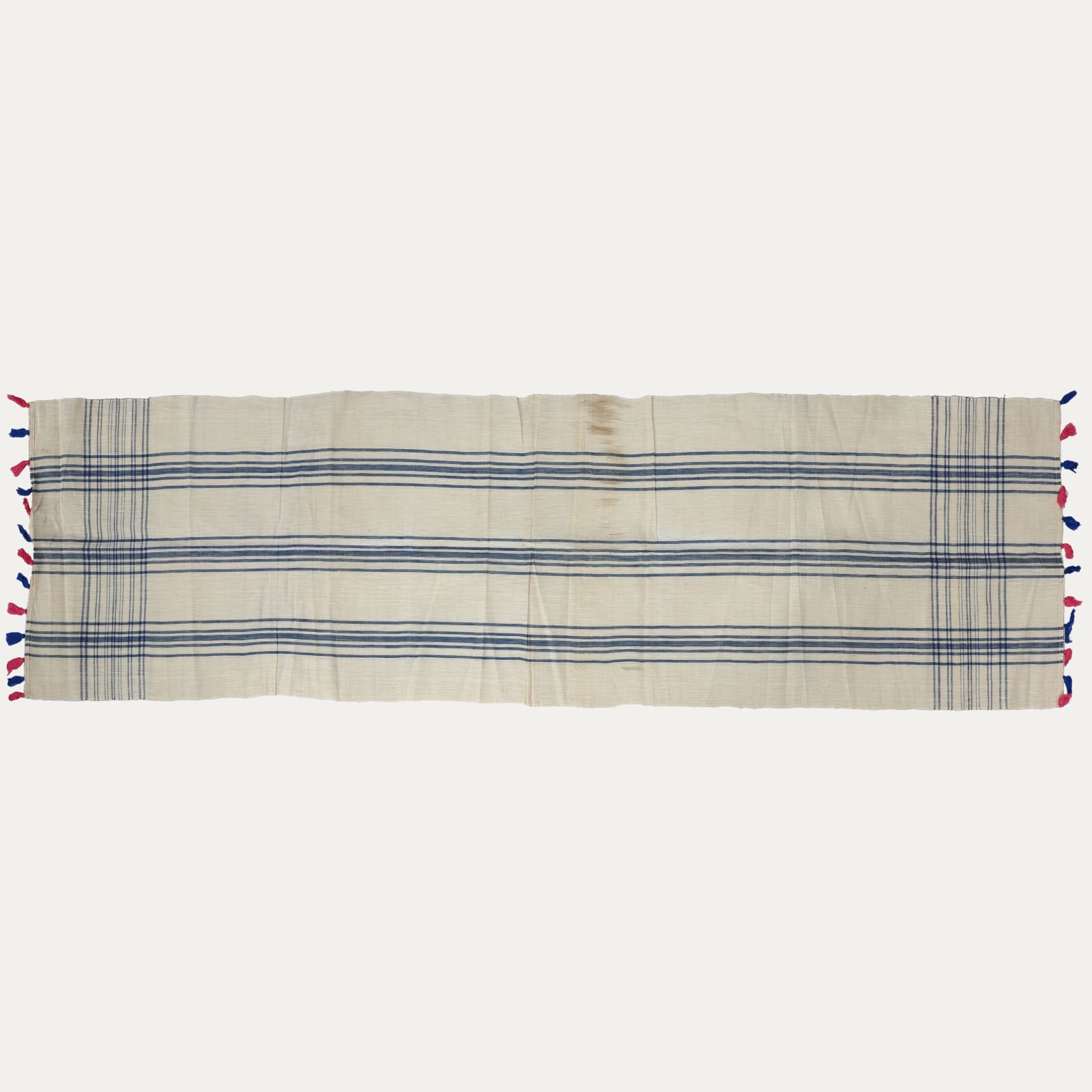 Uzbek Azure Blue Stripe Check Silk Shawl