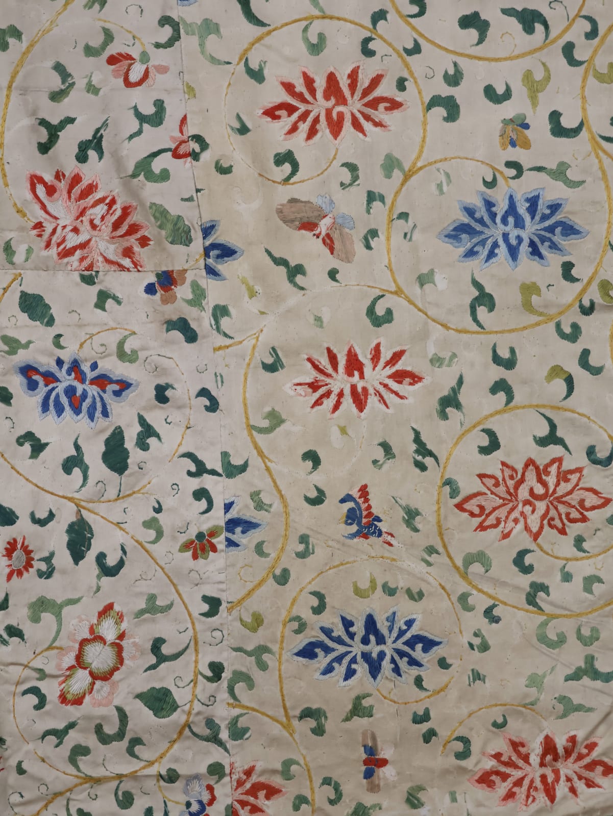 17th C. Embroidered Silk Textile from Ming Period