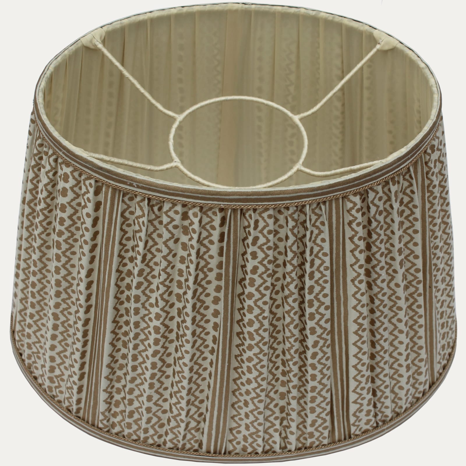 New Fortuny Tapa Stripe Old Gold & White Oval Lampshade