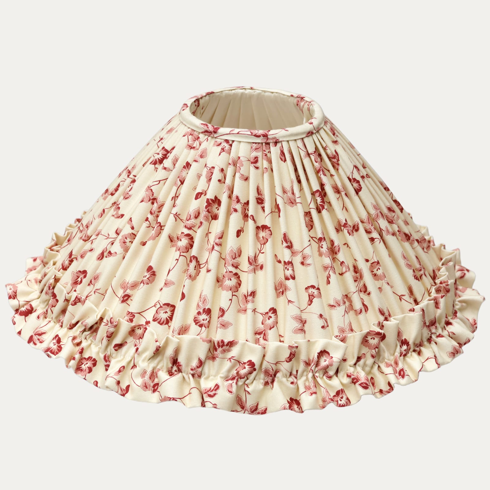 Floren, 14in/36cm Nicholas Herbert Toiles de Rosa Red Lampshade with Ruffle Skirt