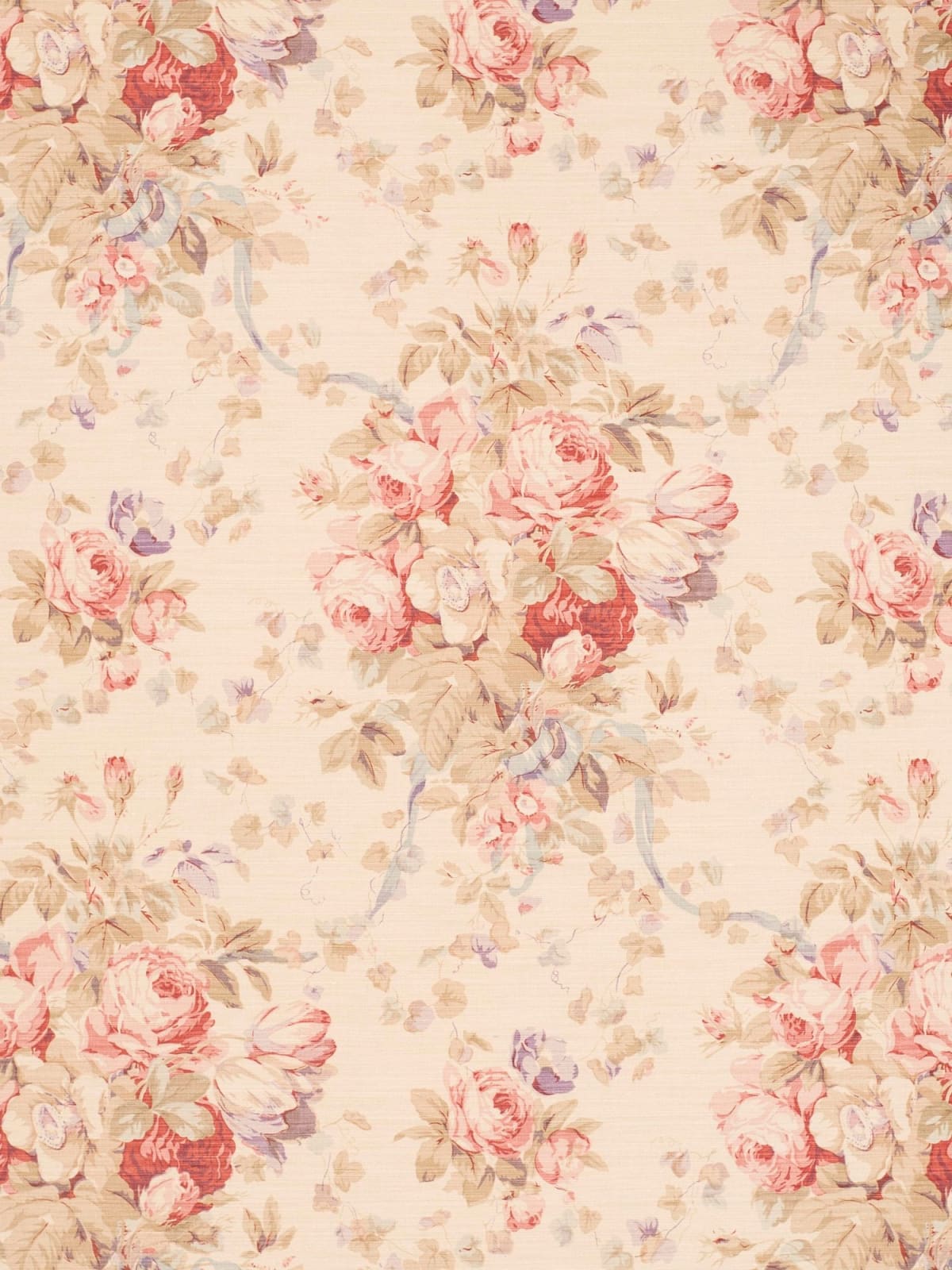 Roses Faded Brown On Beige