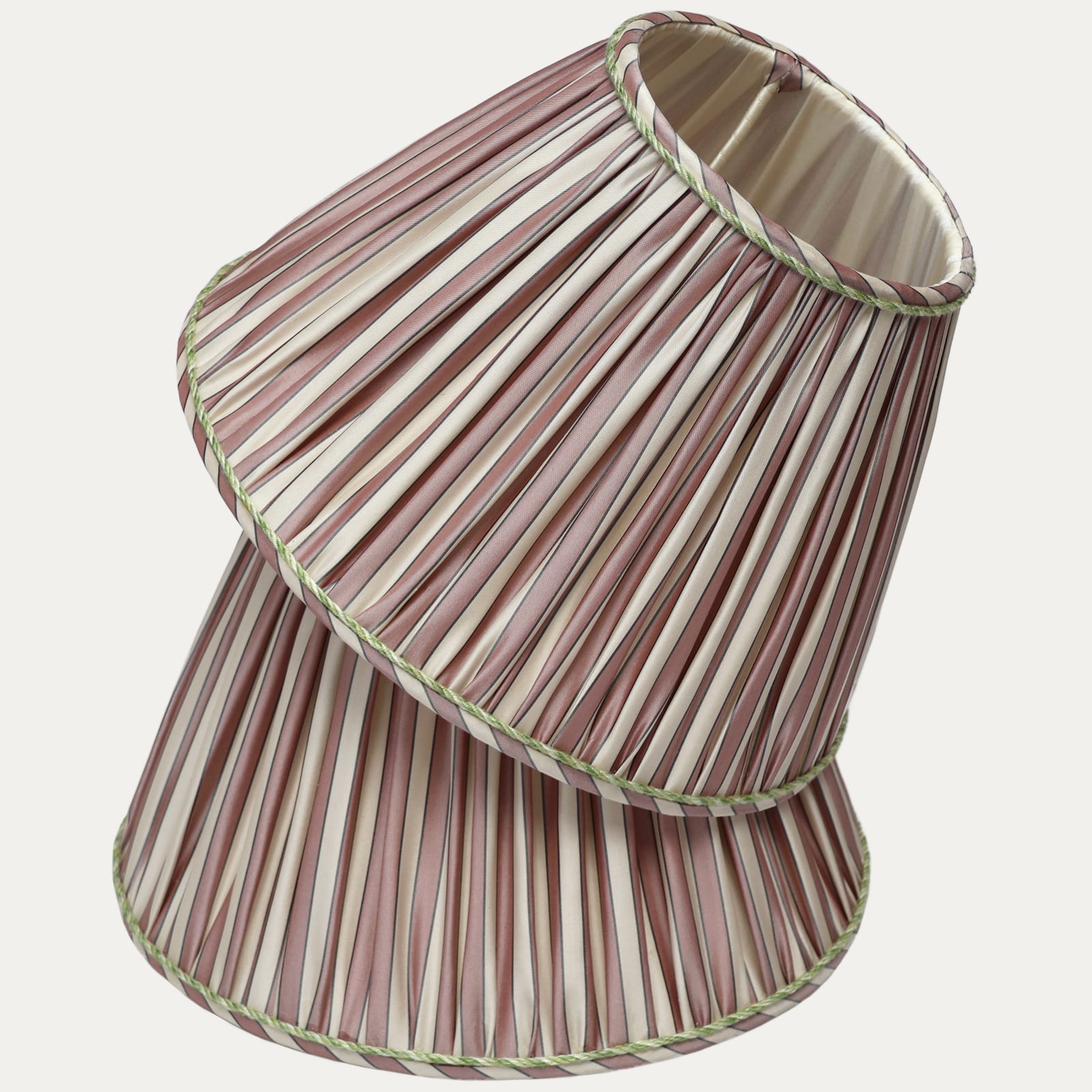 Pierre Frey Zelina Lilas Taffeta Silk Lampshade with Leaf Rope Trim