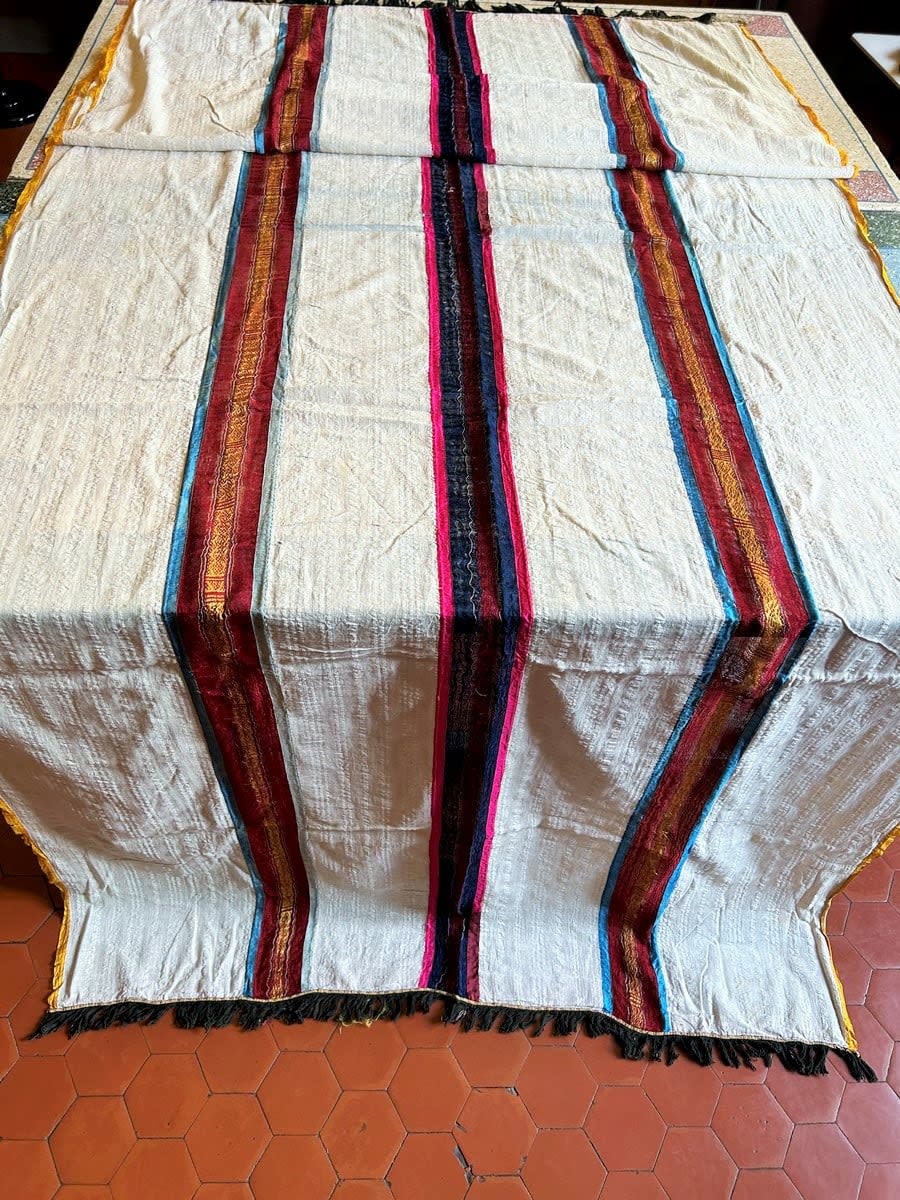 Wall Hanging In Shaped Silk Ribbons And Cotton Veil - Djerba Tunisia
