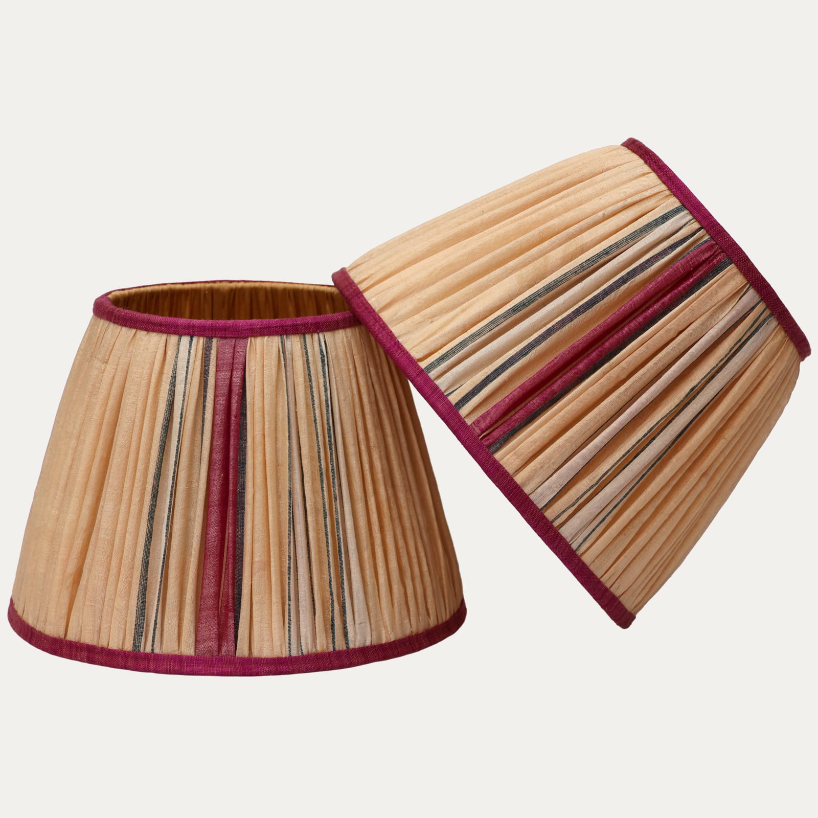 A Pair of Fine Antique Silk Lampshades with Extraordinary Colouration
