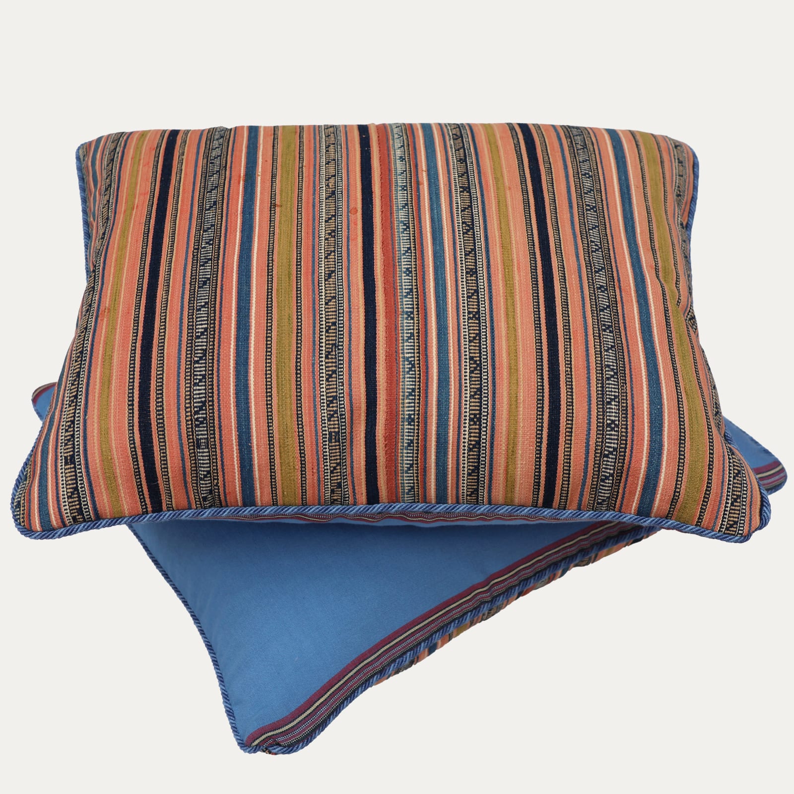 Fine Antique Jajim Flat Weave Cushion with Rope Piping