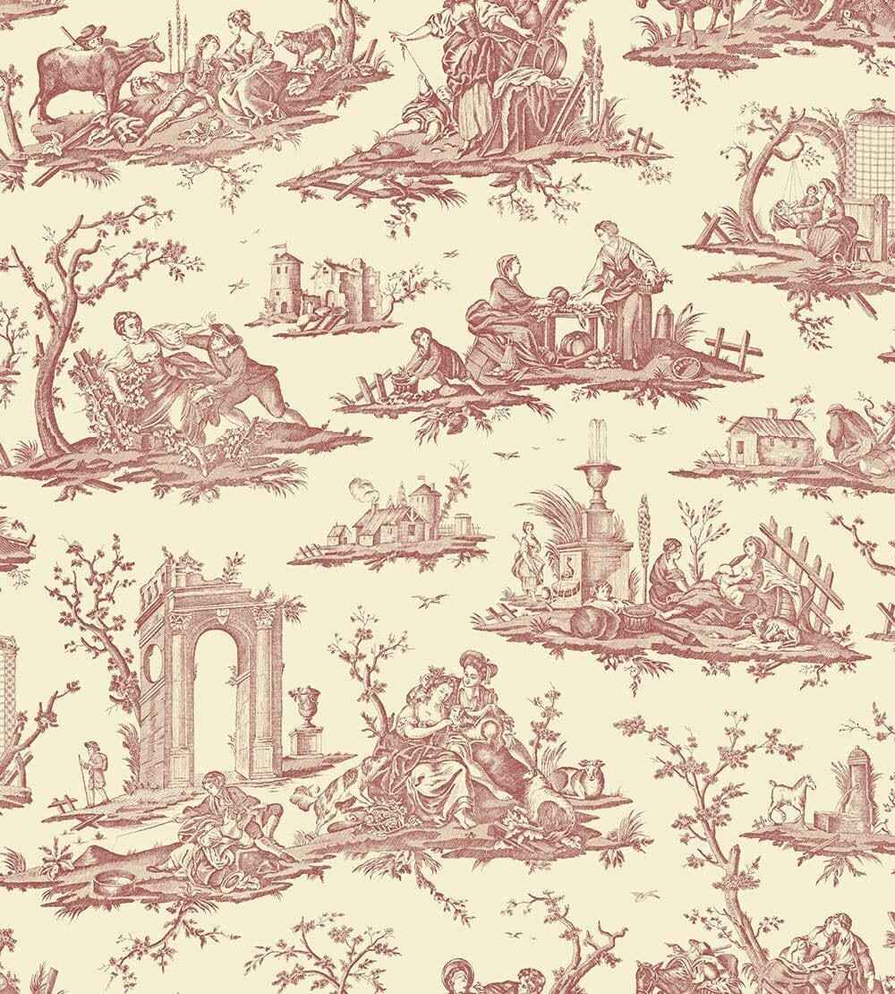 Charles Burger, Toile Fragonard Crème Rouge