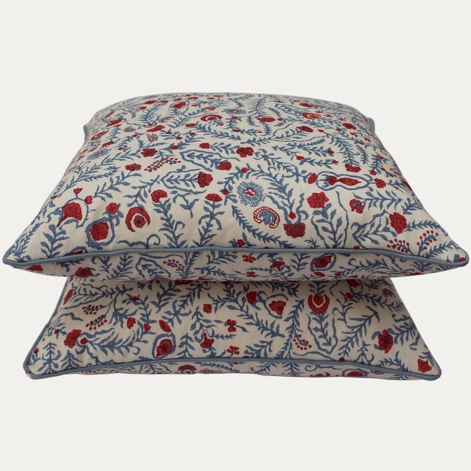 New Bennison Cinnabar Faded on Oyster Cushion with Contrast Piping