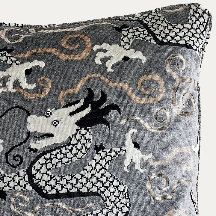 Schumacher Bixi Silver Velvet Cushion