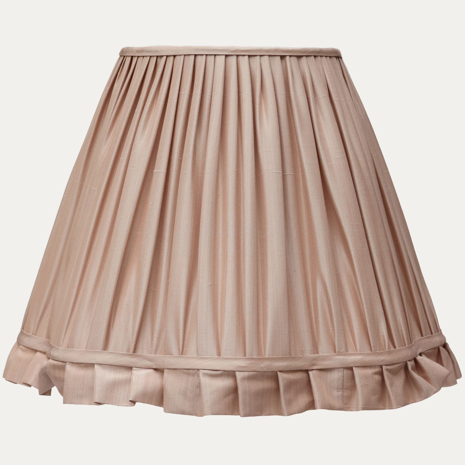 Silk Faille Jaspe Pale Pink Scallop Lampshade with Ruffle Trim