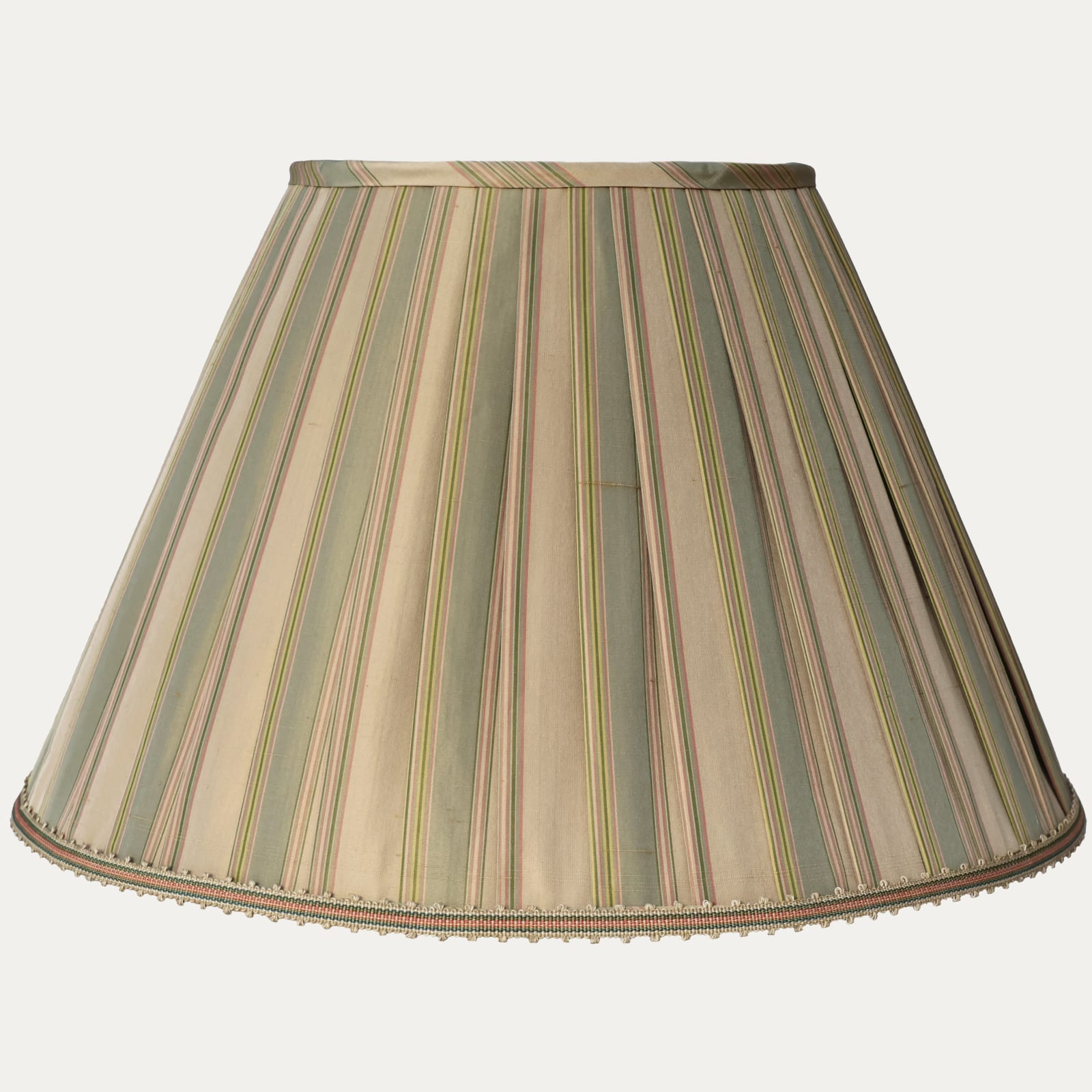 Claremont Silk Faille Rayee Celadon Handsewn Lampshade with Picot Braid Trim