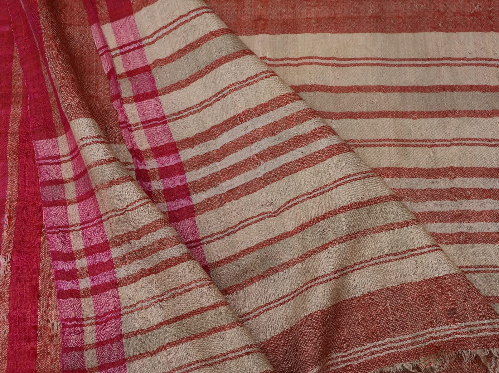 Antique Uzbek Woven Silk Shawl with Burnt Siena Tones