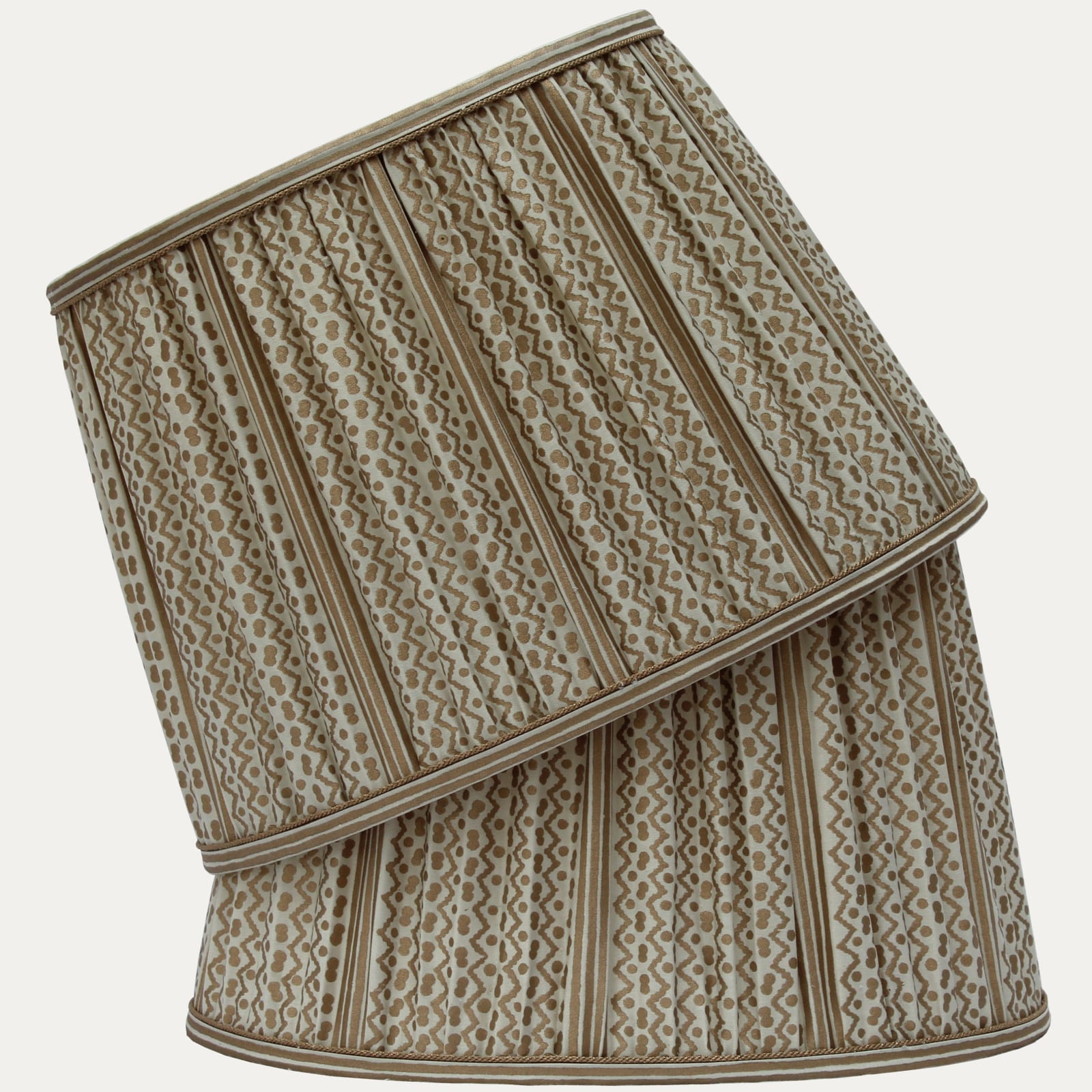 New Fortuny Tapa Stripe Old Gold & White Oval Lampshade