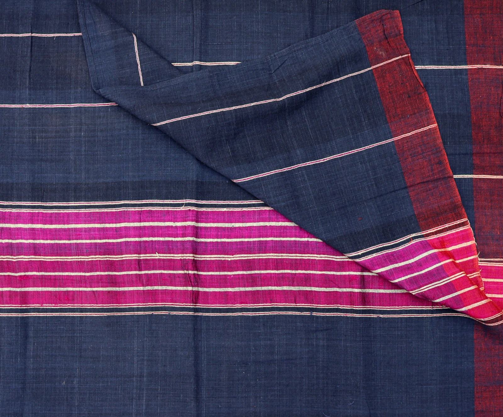 Vintage Turkish Blue/Purple Striped Silk Shawl