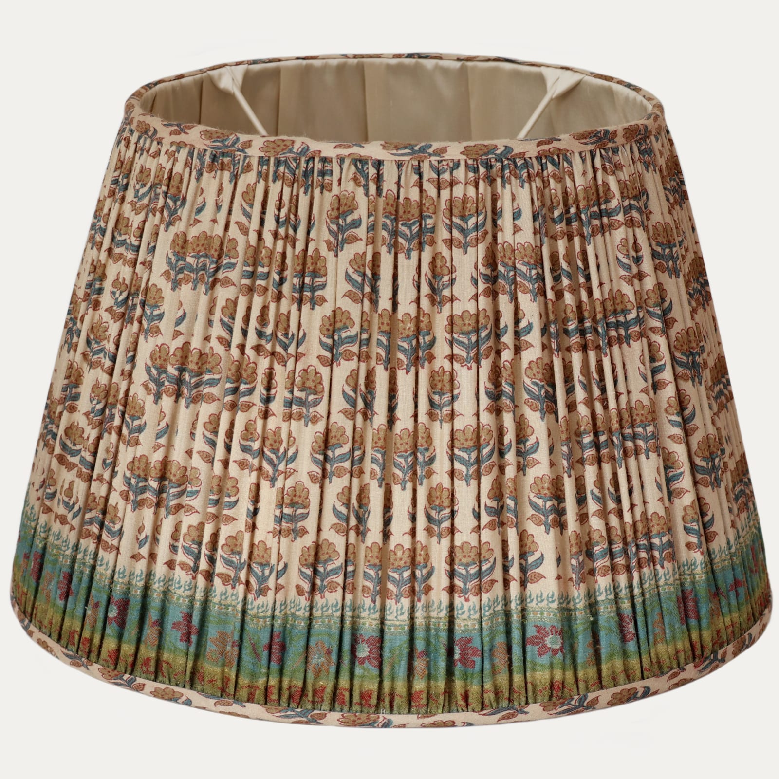 Floren, 18in Lovely Handsewn Gathered Motif Vintage Sari Lampshadee