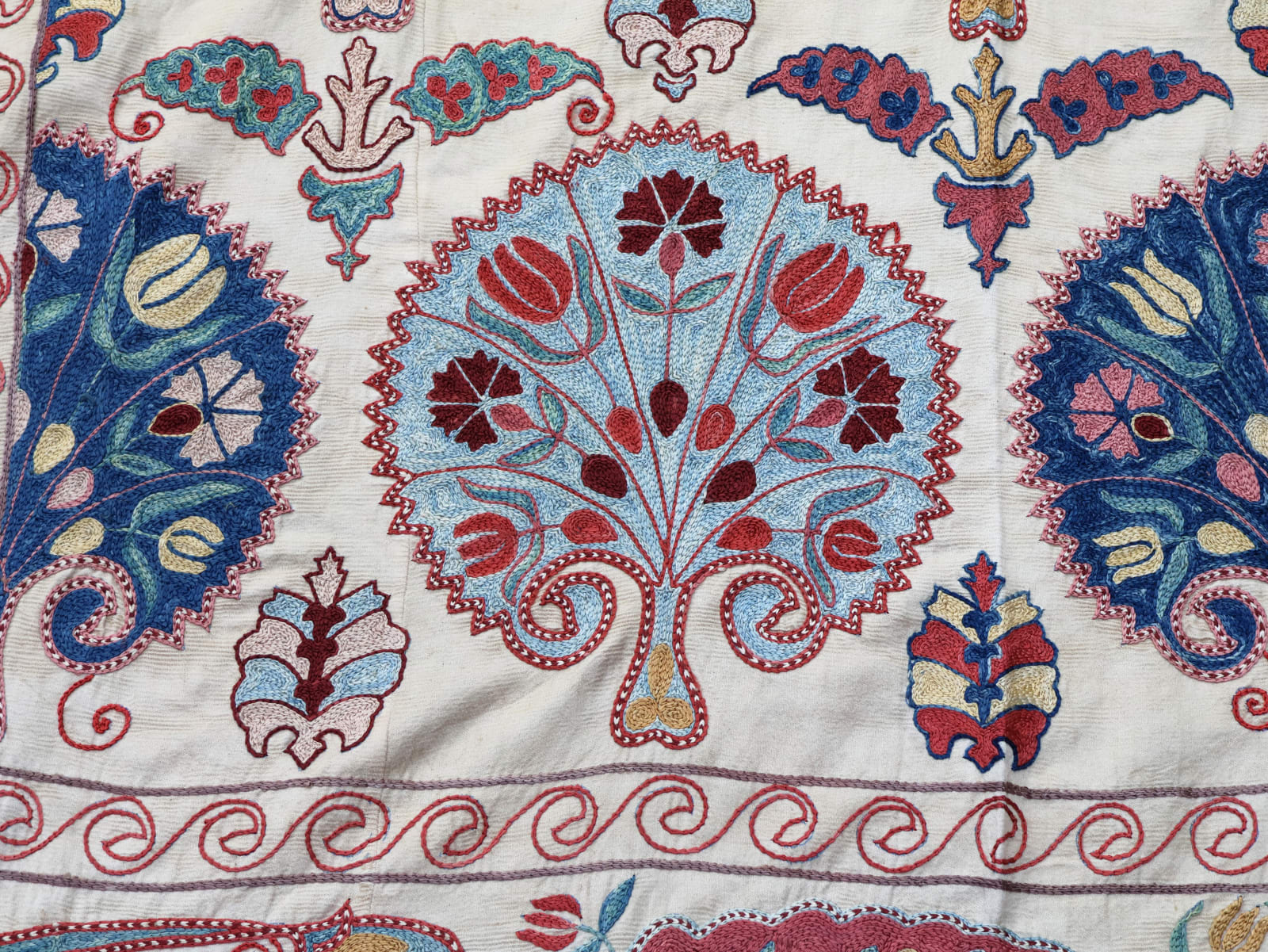 Sensational Vintage Hand-embroidered Floral Silk Suzani
