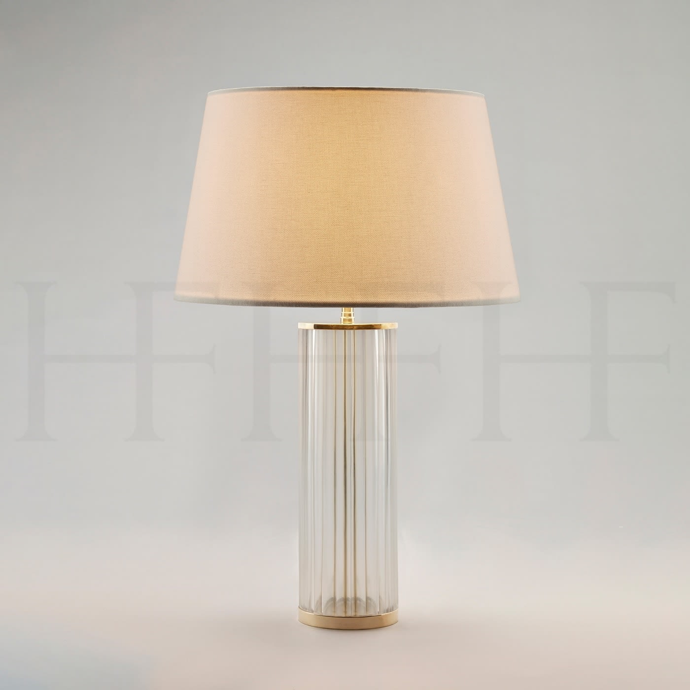 Clear Ribbed Glass Table Lamp Antique Brass