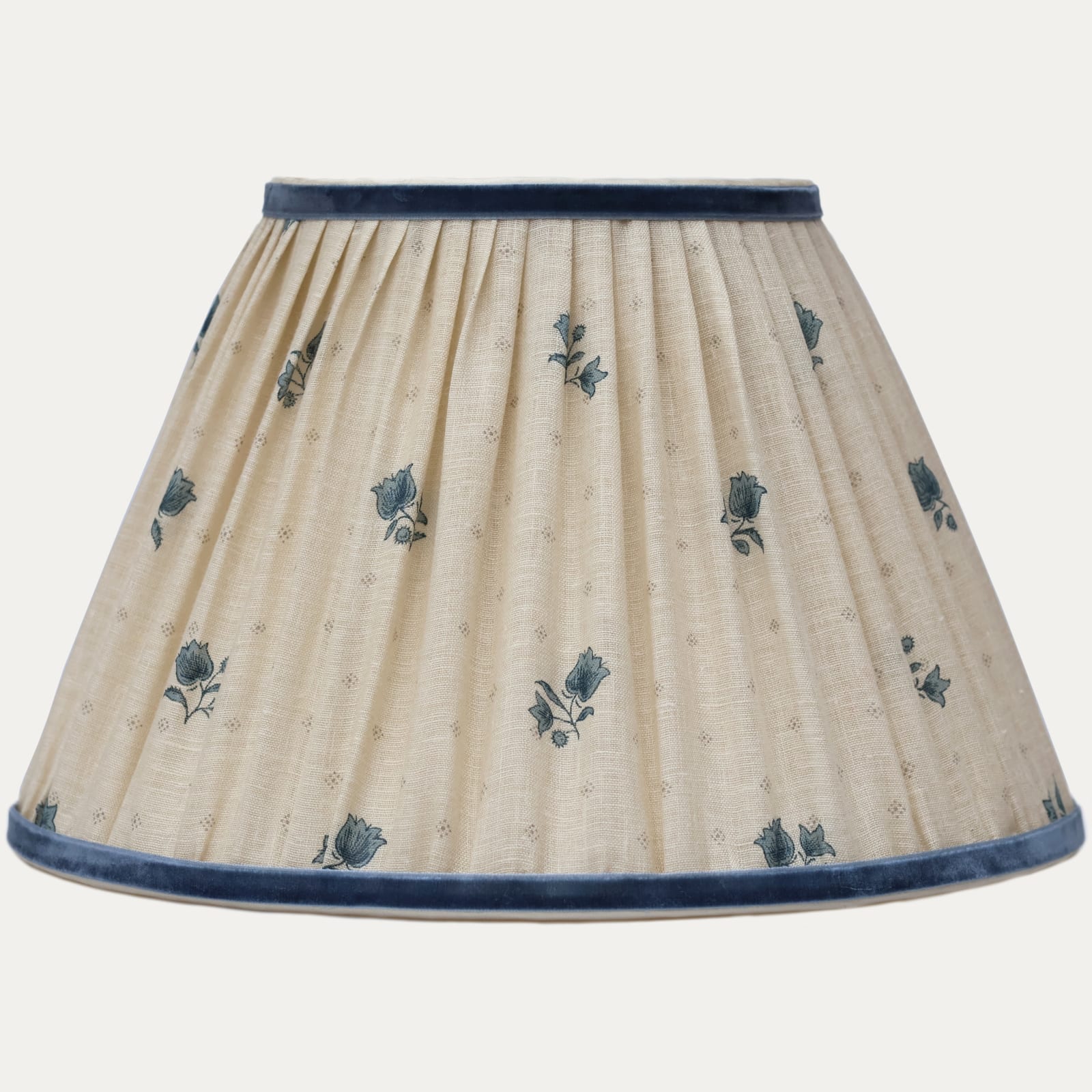 Decors Barbares Blue Polonaise Hand-Sewn Lampshade with Velvet Trim