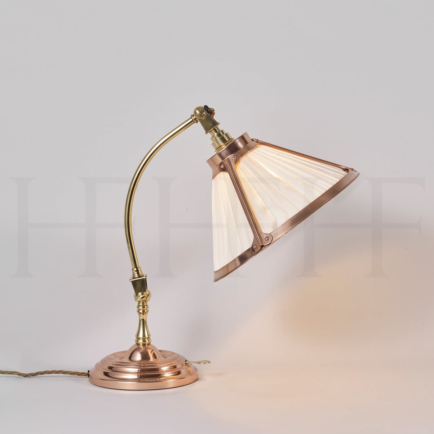 May Desk Lamp Polished Brass & Polished Brass Porcelain Shade