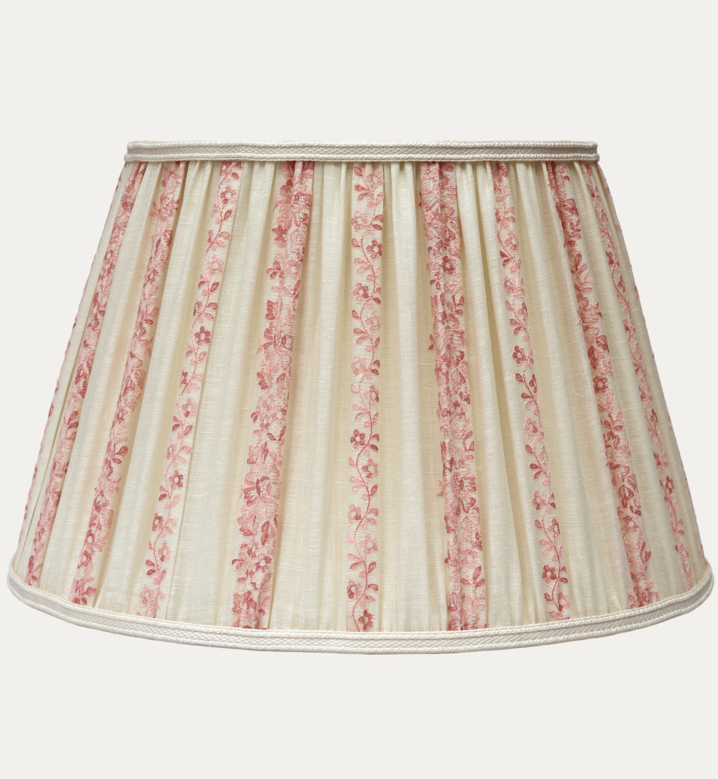 Fleurons d'Helene Cathrin Ivory Embroidered Fabric Handsewn Lampshade