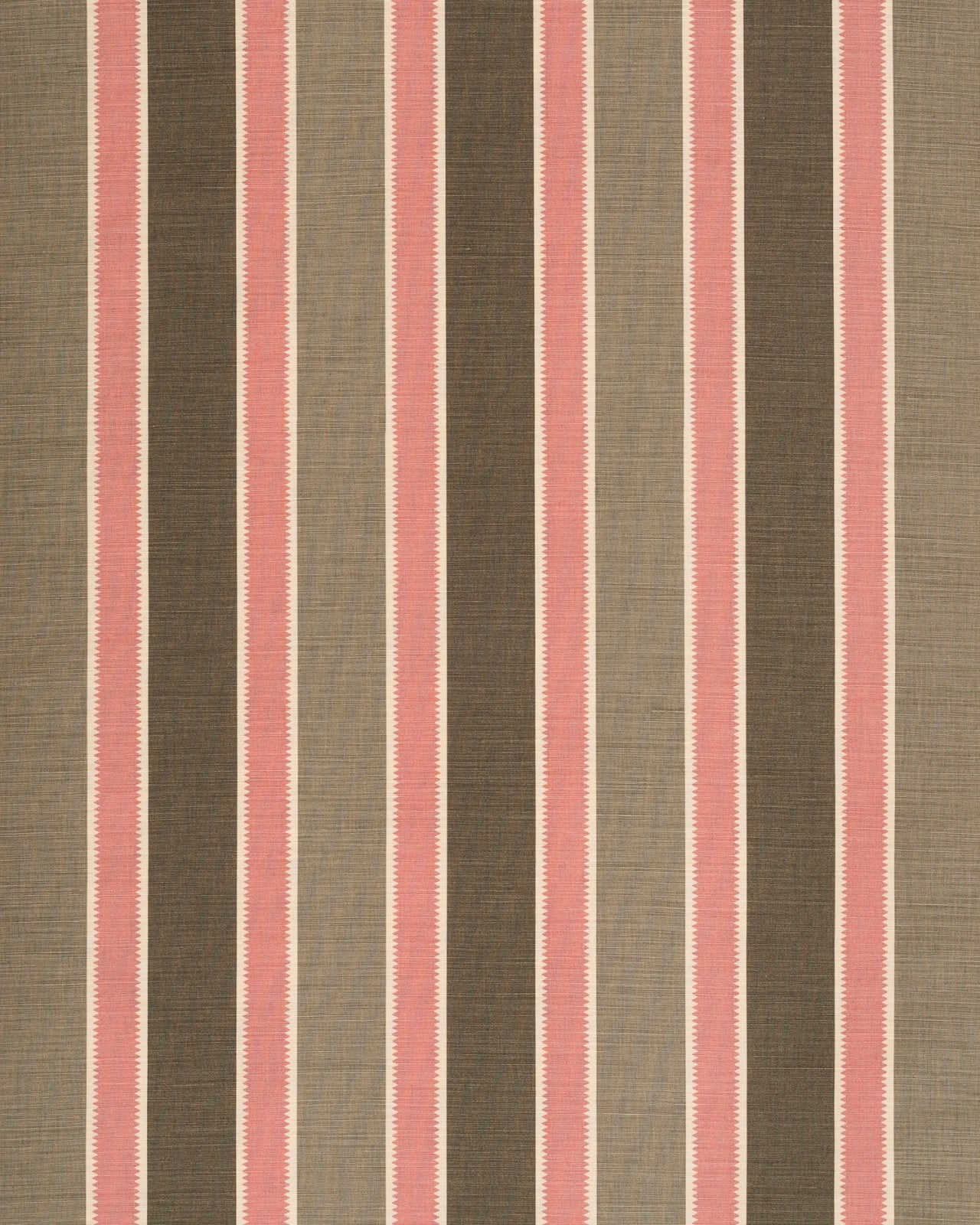 Teeth Stripe Rosevine Pink Green On Beige