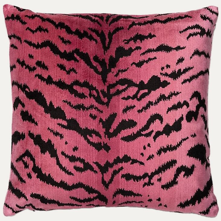 Floren, 50x50cm 20x20in Scalamandre Tigre Reds and Black Cushion