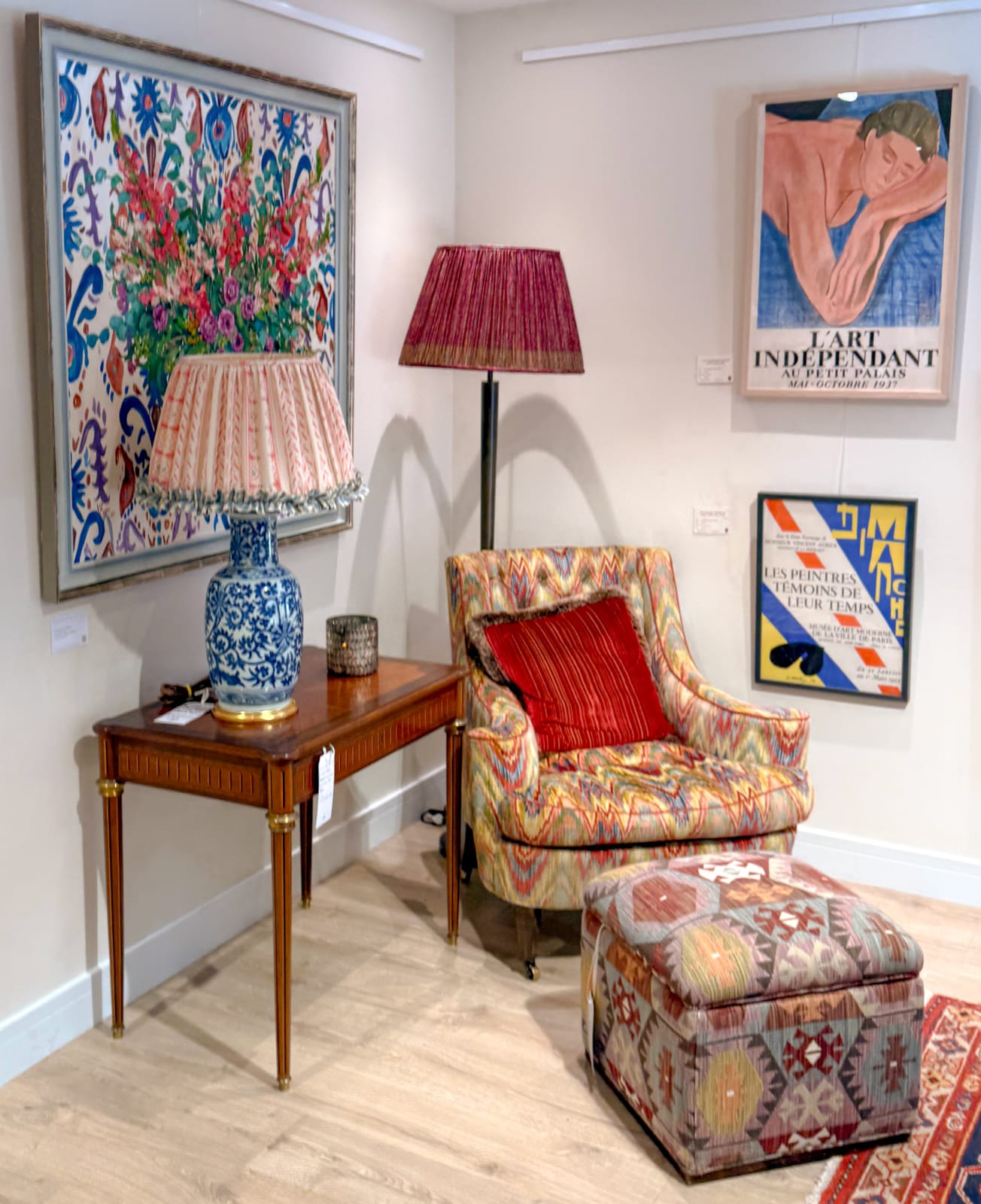 Howard Chairs Buttoned Drefus Armchair in Clarence House Talcy Document Velvet