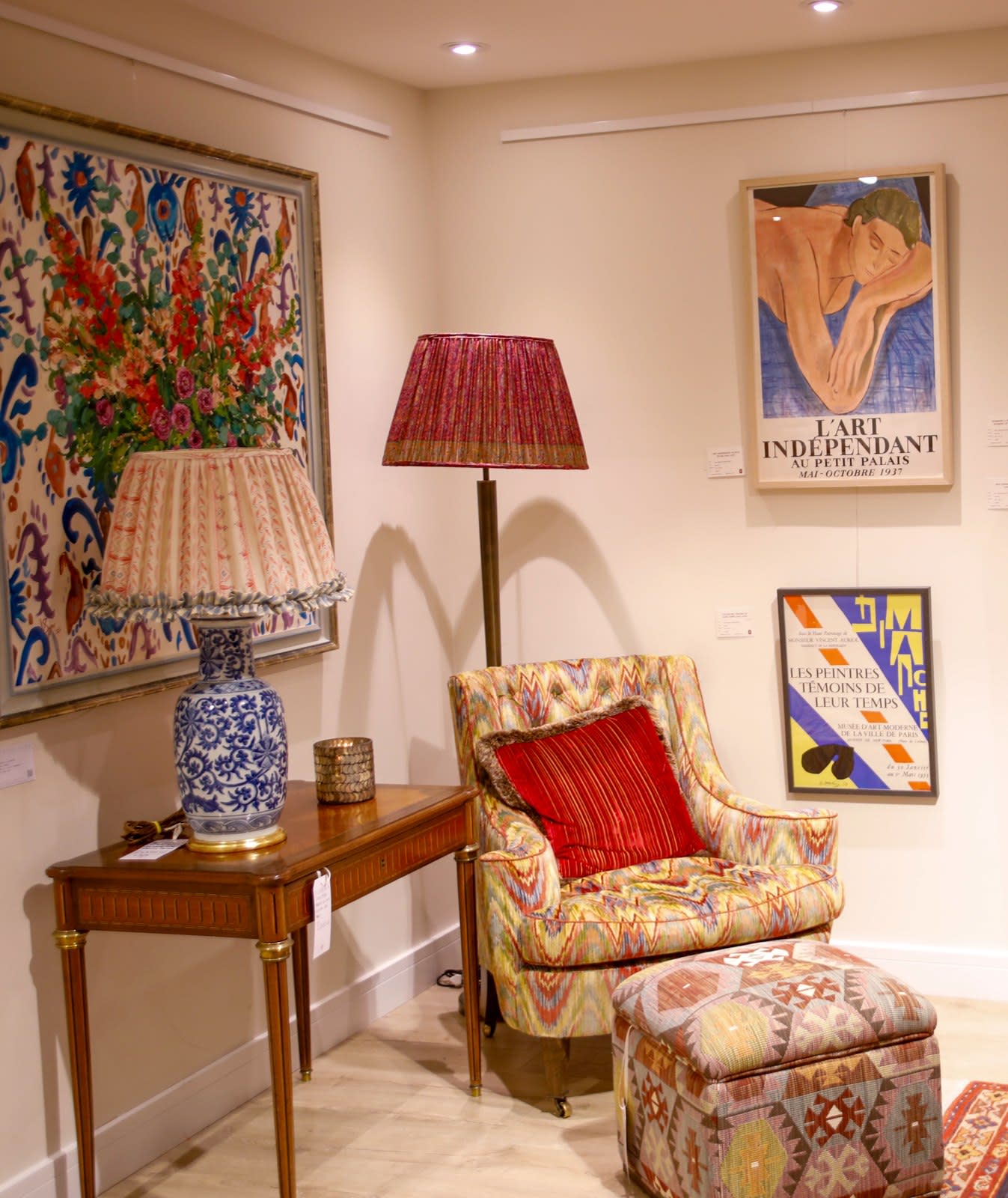 Howard Chairs Buttoned Drefus Armchair in Clarence House Talcy Document Velvet