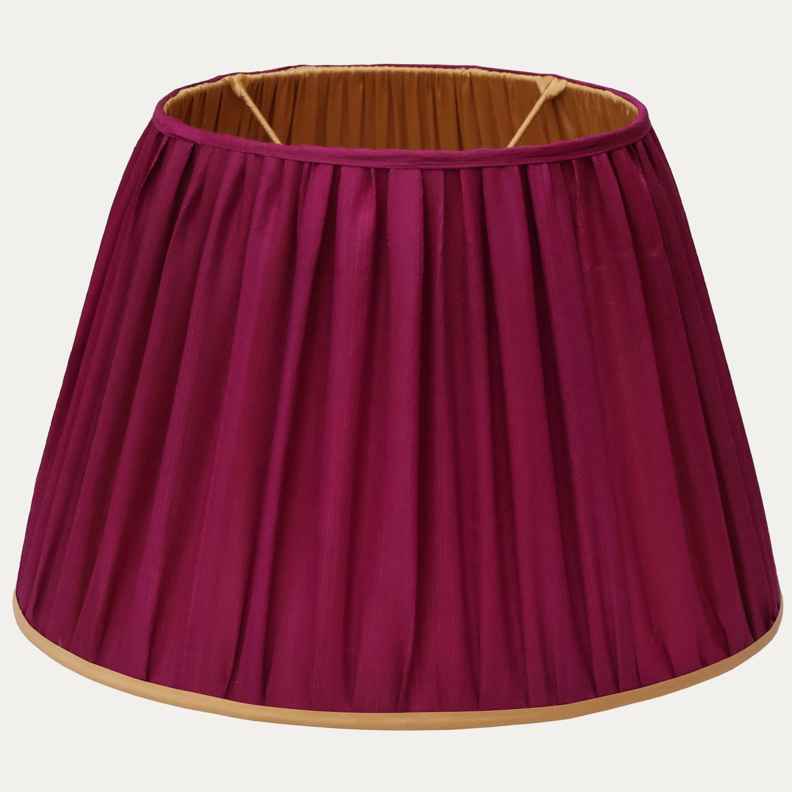 Antique Uzbek Cochineal Silk Handsewn Lampshade with Gold Silk Trim