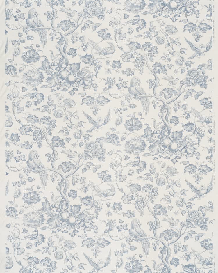 English Toile Pale Blue On Oyster