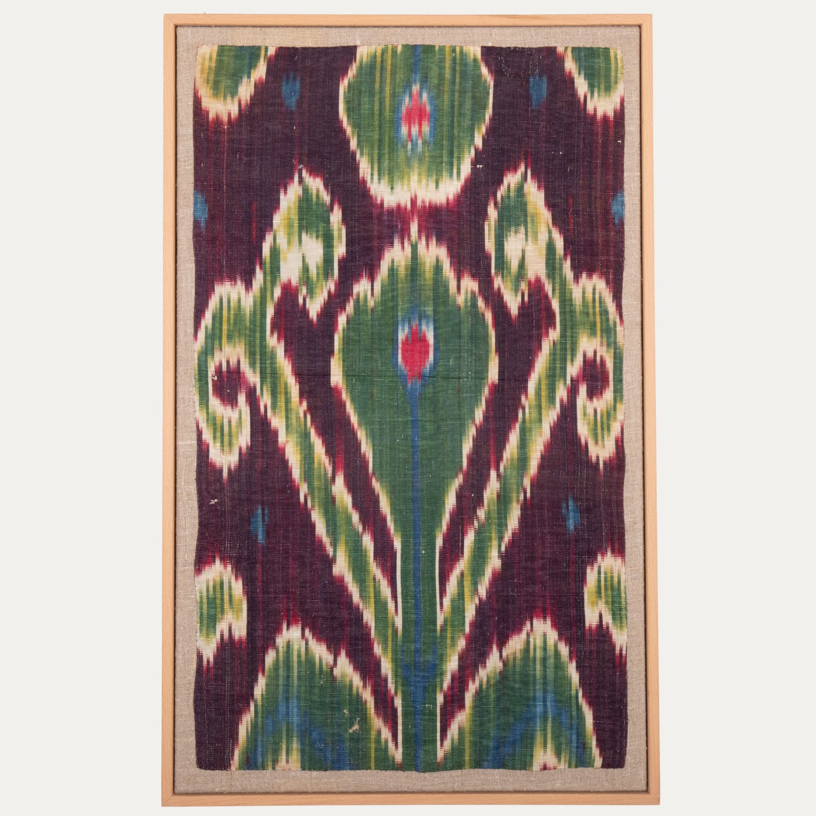 Framed Tajik Ikat Fragment 19th C.