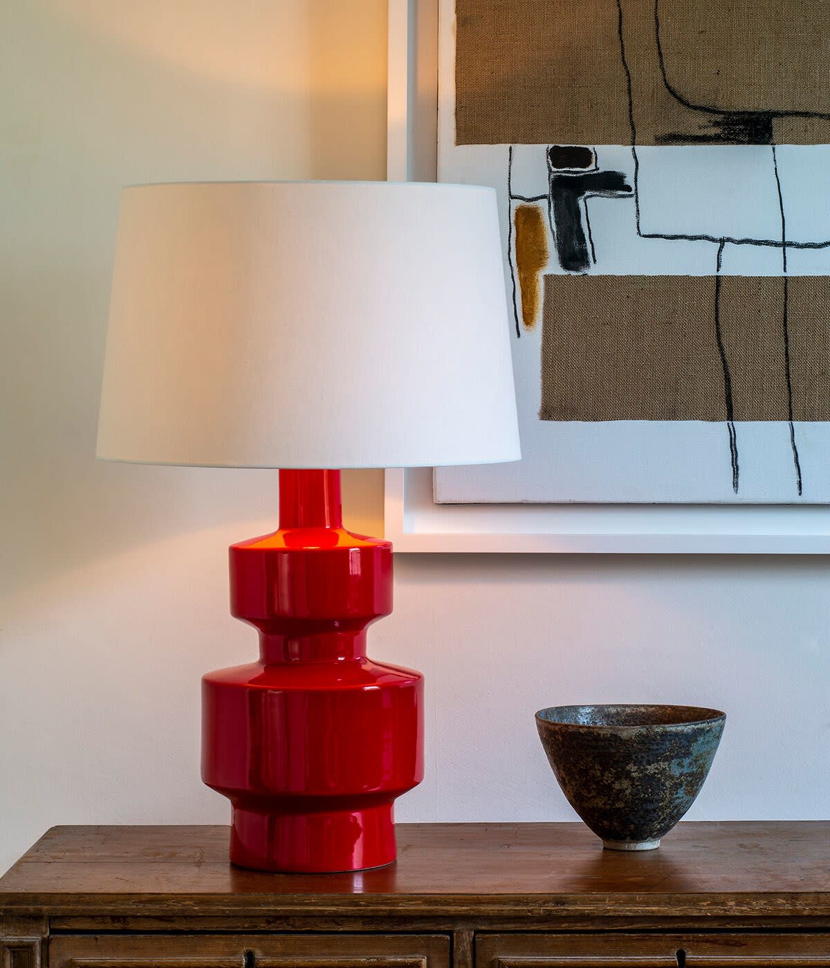 Shoreham Table Lamp Glazed Ceramic Red