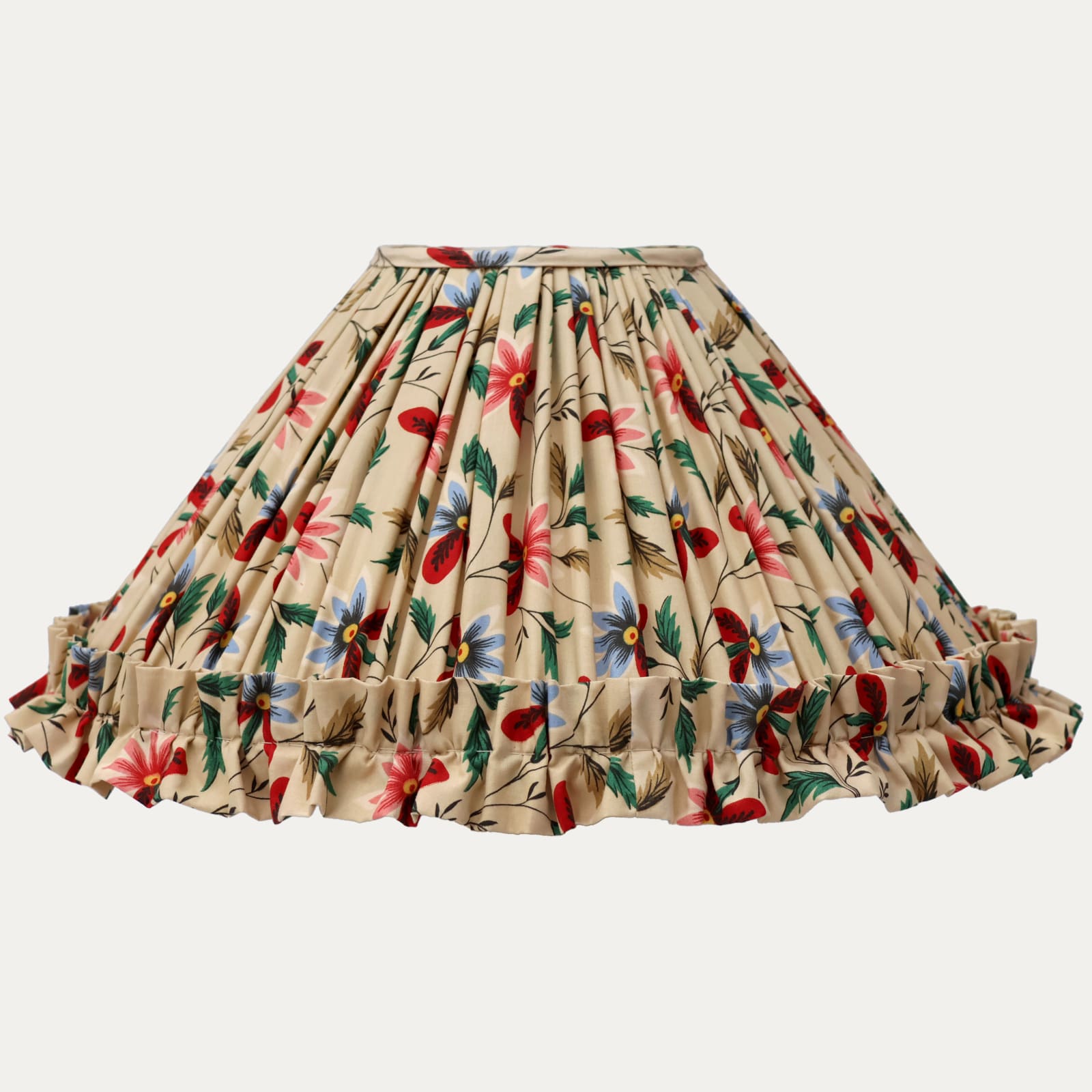 14in/36cm Decors Barbares Natacha Beige Lampshade with Ruche Skirt