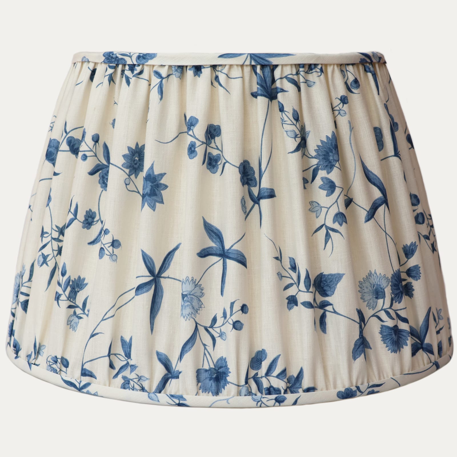 Bennison Chinese Paper Mono Blue on Fine Oyster Linen Handsewn Lampshade