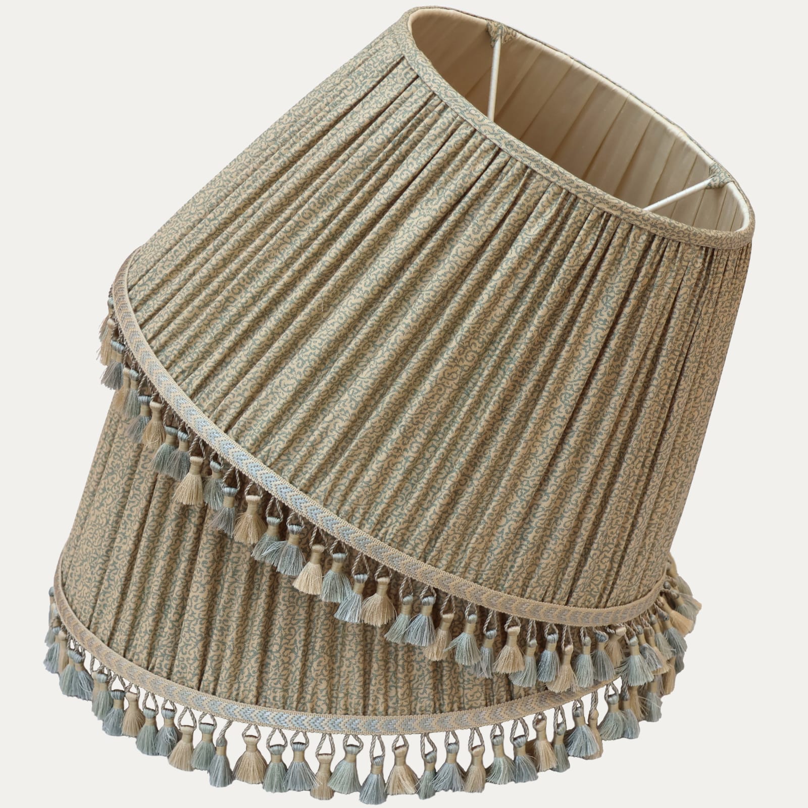 Bennison Frost Fabric Handsewn Gathered Lampshade