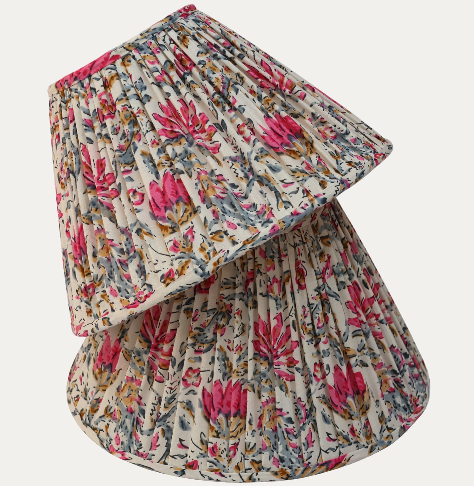 Pretty Cotton Indian Block Print Handsewn Gathered Lampshade