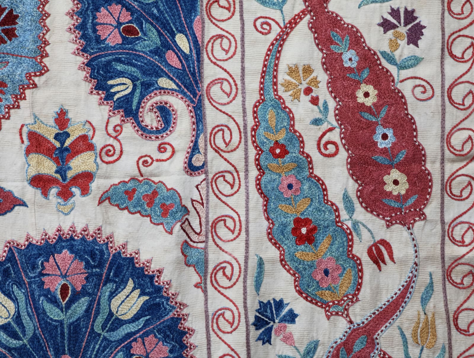 Sensational Vintage Hand-embroidered Floral Silk Suzani