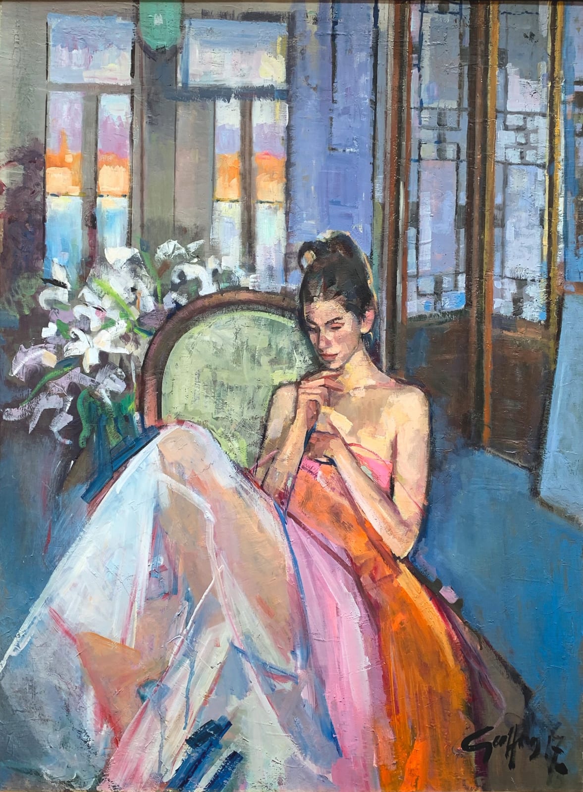 Geoffrey Humphries Seated Girl in Studio