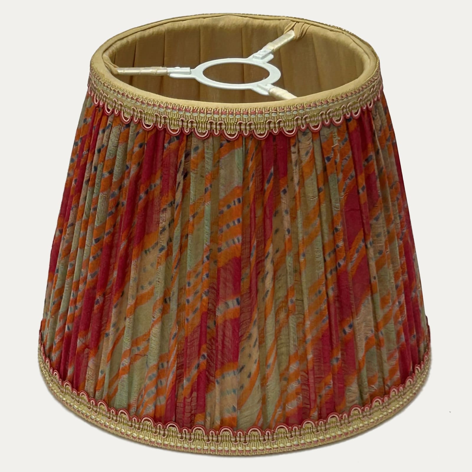 Vintage Indian Hand-dyed Leheriya Lampshade with Peta Smyth antique trim