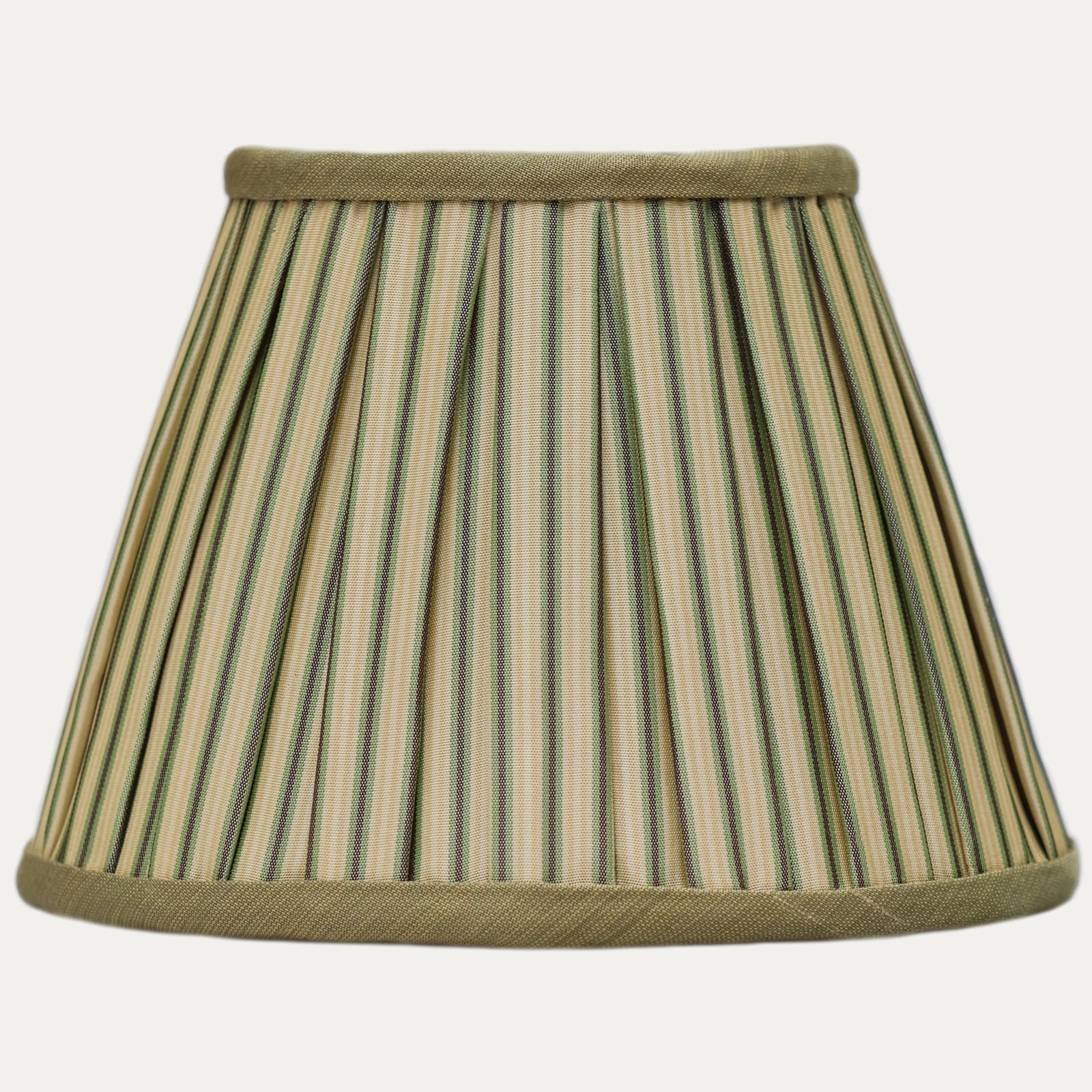 Claremont Florence Striped Silk Box Pleated Lampshades with Contrast Silk Binding