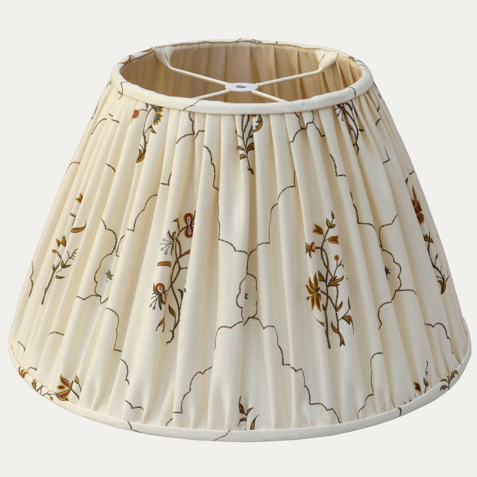 Soane Karun Thaler Floral Lattice Ocherous on Mutka Silk Handsewn Gathered Lampshade